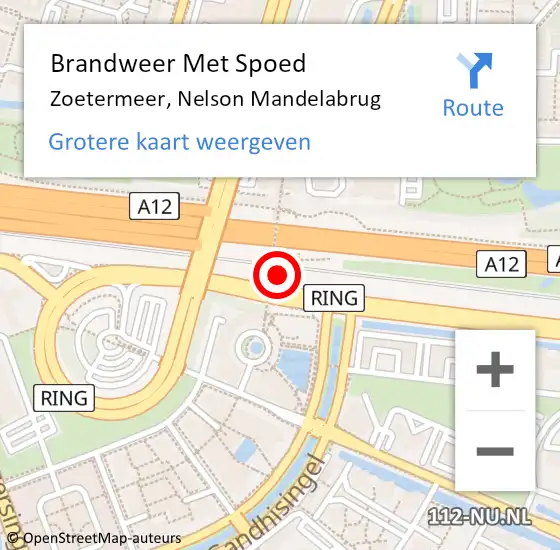 Locatie op kaart van de 112 melding: Brandweer Met Spoed Naar Zoetermeer, Nelson Mandelabrug op 10 november 2015 09:26