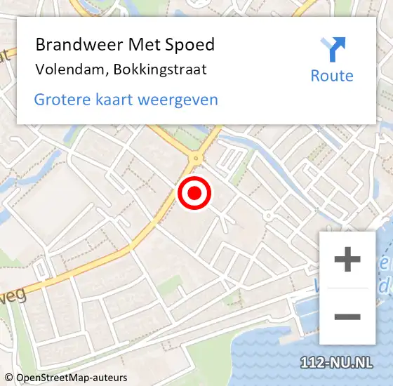 Locatie op kaart van de 112 melding: Brandweer Met Spoed Naar Volendam, Bokkingstraat op 10 november 2015 09:37