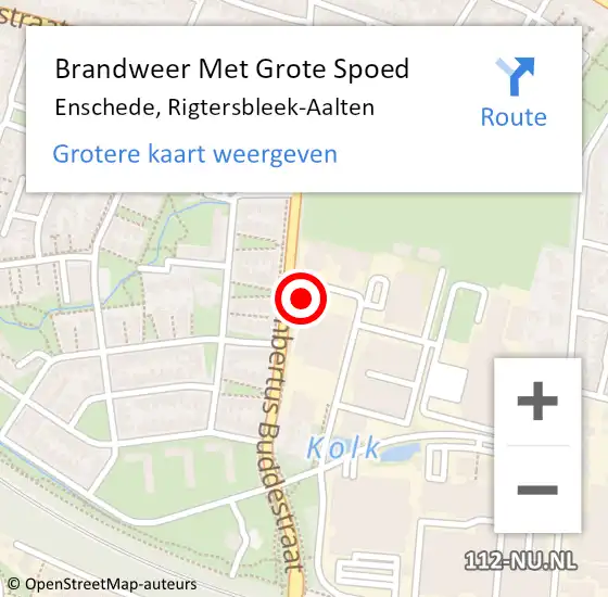 Locatie op kaart van de 112 melding: Brandweer Met Grote Spoed Naar Enschede, Rigtersbleek-Aalten op 10 november 2015 10:29