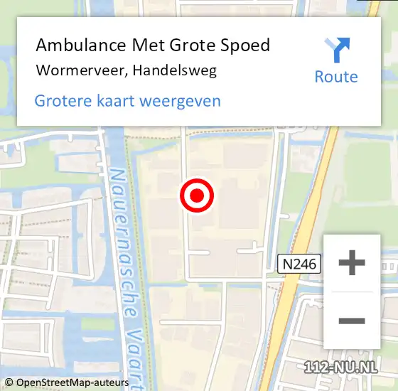 Locatie op kaart van de 112 melding: Ambulance Met Grote Spoed Naar Wormerveer, Handelsweg op 10 november 2015 10:51