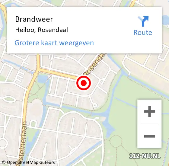 Locatie op kaart van de 112 melding: Brandweer Heiloo, Rosendaal op 10 november 2015 10:53