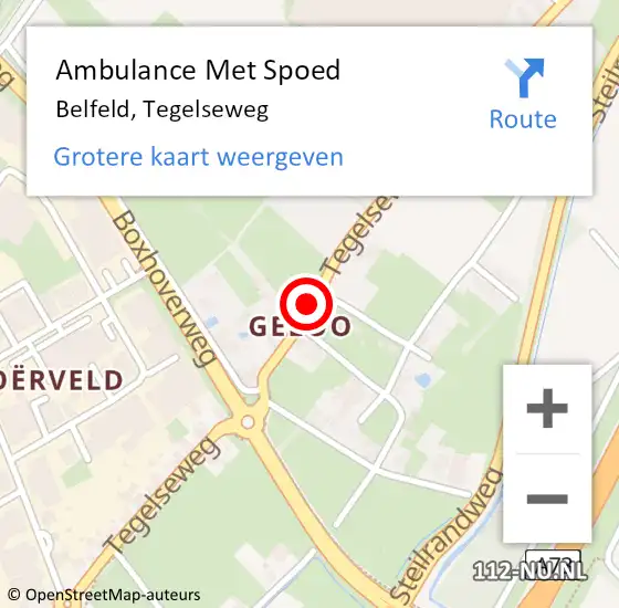 Locatie op kaart van de 112 melding: Ambulance Met Spoed Naar Belfeld, Tegelseweg op 10 november 2015 11:53