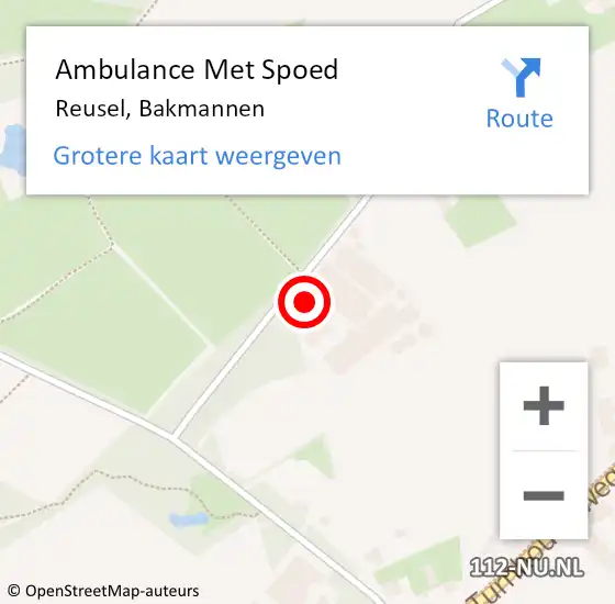 Locatie op kaart van de 112 melding: Ambulance Met Spoed Naar Reusel, Bakmannen op 10 november 2015 11:54