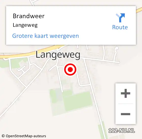 Locatie op kaart van de 112 melding: Brandweer Langeweg op 10 november 2015 12:01