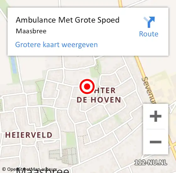 Locatie op kaart van de 112 melding: Ambulance Met Grote Spoed Naar Maasbree op 10 november 2015 12:40