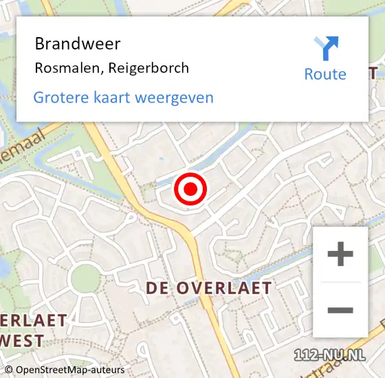 Locatie op kaart van de 112 melding: Brandweer Rosmalen, Reigerborch op 10 november 2015 12:44