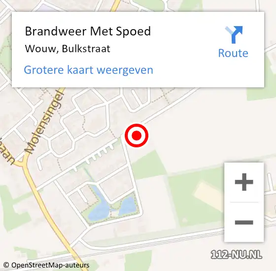 Locatie op kaart van de 112 melding: Brandweer Met Spoed Naar Wouw, Bulkstraat op 10 november 2015 12:47