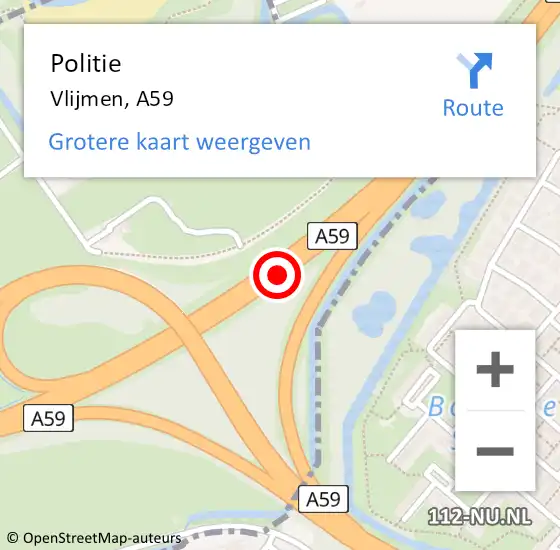 Locatie op kaart van de 112 melding: Politie Vlijmen, A59 op 10 november 2015 13:20