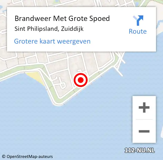 Locatie op kaart van de 112 melding: Brandweer Met Grote Spoed Naar Sint Philipsland, Zuiddijk op 10 november 2015 13:52