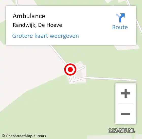 Locatie op kaart van de 112 melding: Ambulance Randwijk, De Hoeve op 26 november 2013 14:34