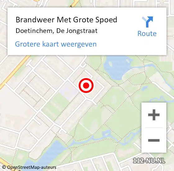 Locatie op kaart van de 112 melding: Brandweer Met Grote Spoed Naar Doetinchem, De Jongstraat op 10 november 2015 14:49