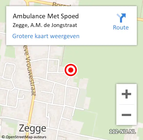 Locatie op kaart van de 112 melding: Ambulance Met Spoed Naar Zegge, A.M. de Jongstraat op 10 november 2015 14:53