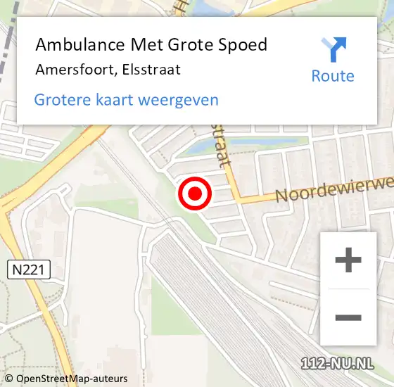 Locatie op kaart van de 112 melding: Ambulance Met Grote Spoed Naar Amersfoort, Elsstraat op 10 november 2015 14:59