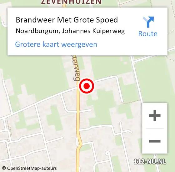 Locatie op kaart van de 112 melding: Brandweer Met Grote Spoed Naar Noardburgum, Johannes Kuiperweg op 10 november 2015 16:00