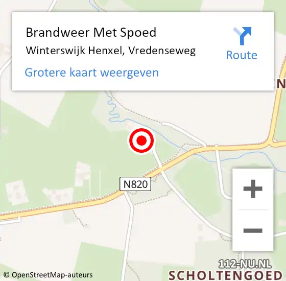 Locatie op kaart van de 112 melding: Brandweer Met Spoed Naar Winterswijk Henxel, Vredenseweg op 10 november 2015 16:42