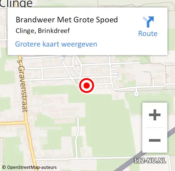 Locatie op kaart van de 112 melding: Brandweer Met Grote Spoed Naar Clinge, Brinkdreef op 10 november 2015 17:04