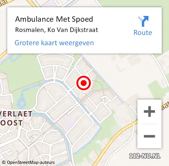 Locatie op kaart van de 112 melding: Ambulance Met Spoed Naar Rosmalen, Ko Van Dijkstraat op 10 november 2015 17:40