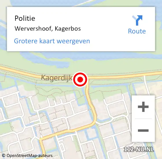 Locatie op kaart van de 112 melding: Politie Wervershoof, Kagerbos op 10 november 2015 18:55