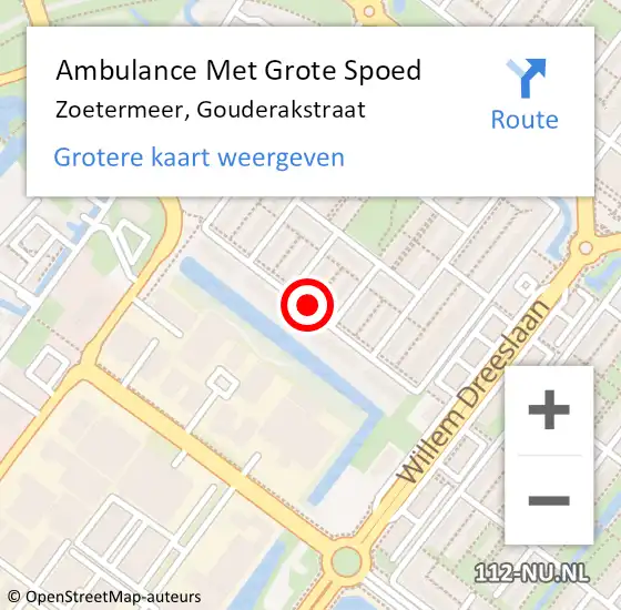 Locatie op kaart van de 112 melding: Ambulance Met Grote Spoed Naar Zoetermeer, Gouderakstraat op 10 november 2015 19:24