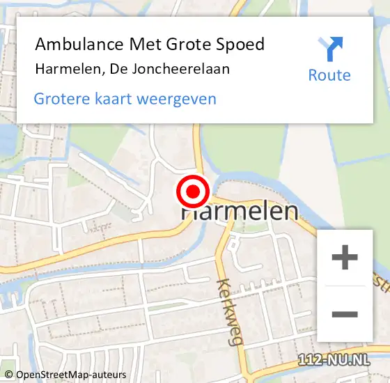 Locatie op kaart van de 112 melding: Ambulance Met Grote Spoed Naar Harmelen, De Joncheerelaan op 10 november 2015 20:01