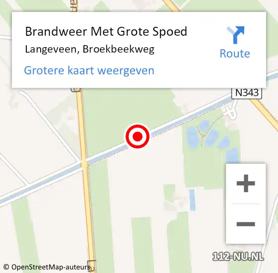 Locatie op kaart van de 112 melding: Brandweer Met Grote Spoed Naar Langeveen, Broekbeekweg op 10 november 2015 20:31