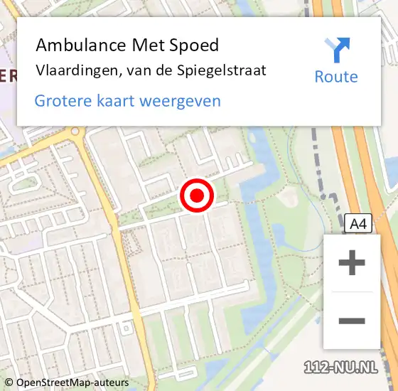 Locatie op kaart van de 112 melding: Ambulance Met Spoed Naar Vlaardingen, van de Spiegelstraat op 10 november 2015 20:53