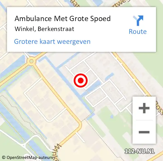 Locatie op kaart van de 112 melding: Ambulance Met Grote Spoed Naar Winkel, Berkenstraat op 10 november 2015 21:57