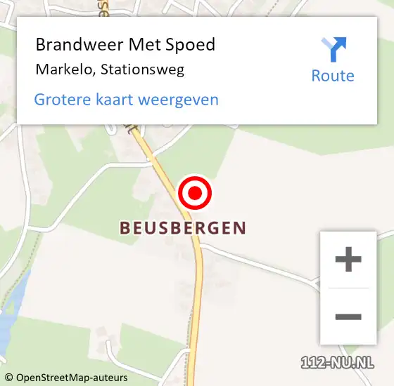 Locatie op kaart van de 112 melding: Brandweer Met Spoed Naar Markelo, Stationsweg op 10 november 2015 23:54