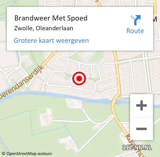 Locatie op kaart van de 112 melding: Brandweer Met Spoed Naar Zwolle, Oleanderlaan op 26 november 2013 15:23