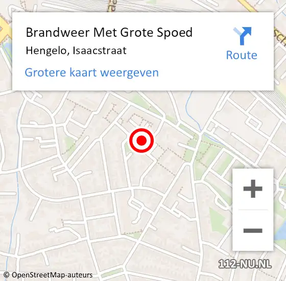 Locatie op kaart van de 112 melding: Brandweer Met Grote Spoed Naar Hengelo, Isaacstraat op 11 november 2015 01:08