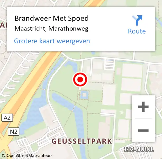 Locatie op kaart van de 112 melding: Brandweer Met Spoed Naar Maastricht, Marathonweg op 11 november 2015 01:45