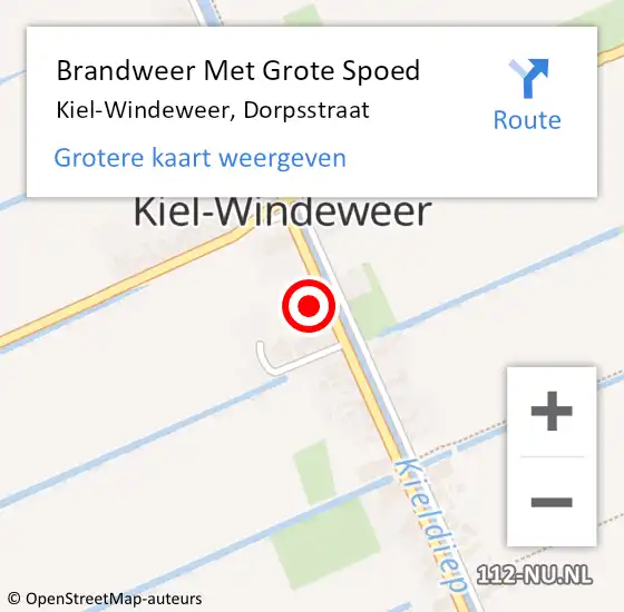 Locatie op kaart van de 112 melding: Brandweer Met Grote Spoed Naar Kiel-Windeweer, Dorpsstraat op 11 november 2015 05:00