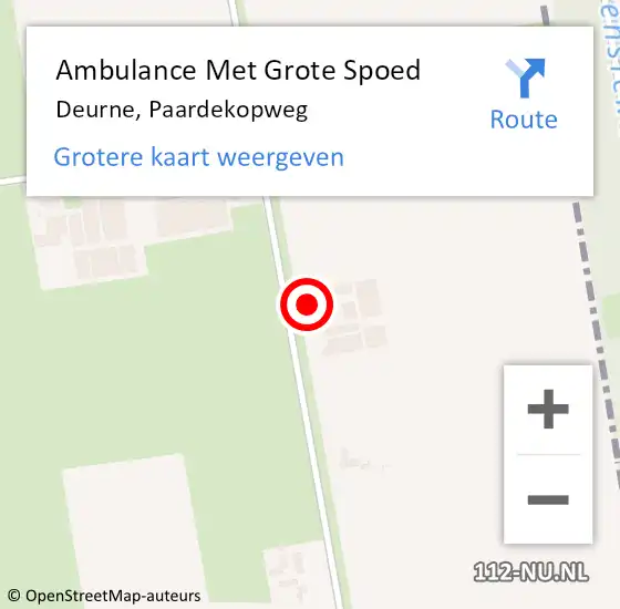 Locatie op kaart van de 112 melding: Ambulance Met Grote Spoed Naar Deurne, Paardekopweg op 11 november 2015 09:57