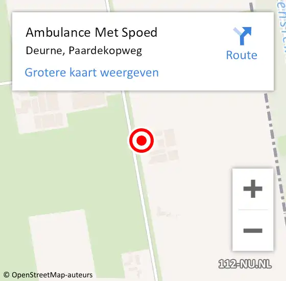 Locatie op kaart van de 112 melding: Ambulance Met Spoed Naar Deurne, Paardekopweg op 11 november 2015 09:58