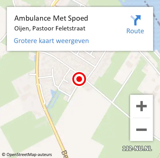 Locatie op kaart van de 112 melding: Ambulance Met Spoed Naar Oijen, Pastoor Feletstraat op 11 november 2015 10:41