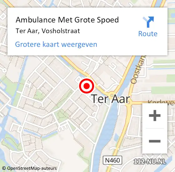 Locatie op kaart van de 112 melding: Ambulance Met Grote Spoed Naar Ter Aar, Vosholstraat op 11 november 2015 10:46