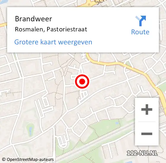 Locatie op kaart van de 112 melding: Brandweer Rosmalen, Pastoriestraat op 11 november 2015 11:22