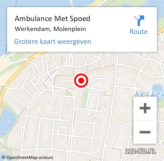 Locatie op kaart van de 112 melding: Ambulance Met Spoed Naar Werkendam, Molenplein op 11 november 2015 11:25