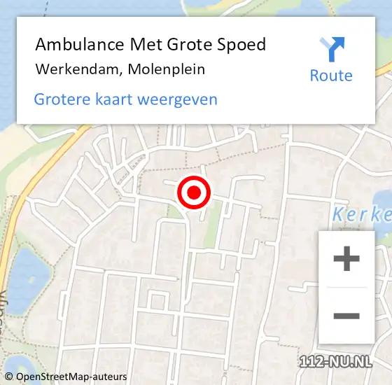 Locatie op kaart van de 112 melding: Ambulance Met Grote Spoed Naar Werkendam, Molenplein op 11 november 2015 11:27