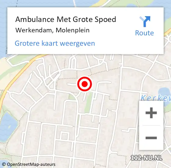 Locatie op kaart van de 112 melding: Ambulance Met Grote Spoed Naar Werkendam, Molenplein op 11 november 2015 11:28