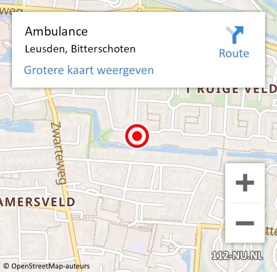 Locatie op kaart van de 112 melding: Ambulance Leusden, Bitterschoten op 11 november 2015 12:11