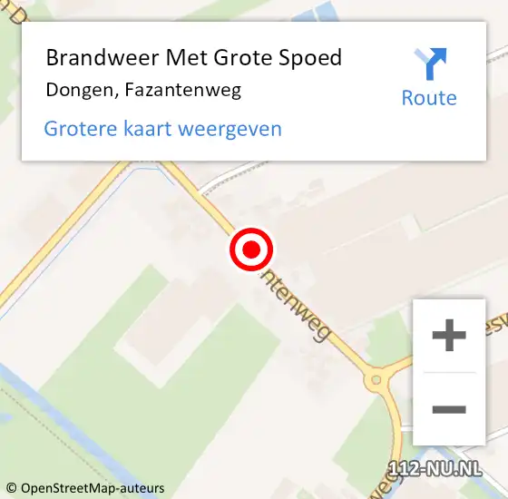 Locatie op kaart van de 112 melding: Brandweer Met Grote Spoed Naar Dongen, Fazantenweg op 11 november 2015 12:26