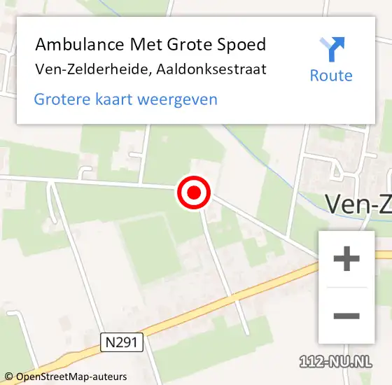 Locatie op kaart van de 112 melding: Ambulance Met Grote Spoed Naar Ven-Zelderheide, Aaldonksestraat op 11 november 2015 13:00