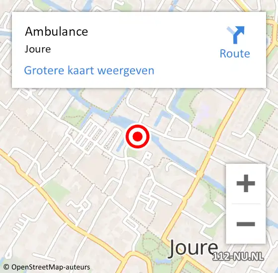 Locatie op kaart van de 112 melding: Ambulance Joure op 11 november 2015 13:42