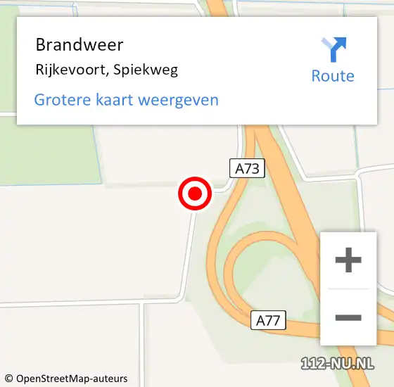 Locatie op kaart van de 112 melding: Brandweer Rijkevoort, Spiekweg op 11 november 2015 14:23