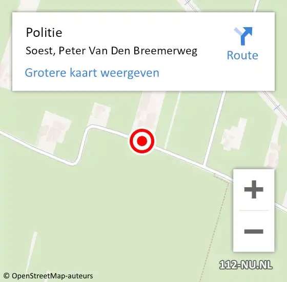 Locatie op kaart van de 112 melding: Politie Soest, Peter van den Breemerweg op 11 november 2015 14:45