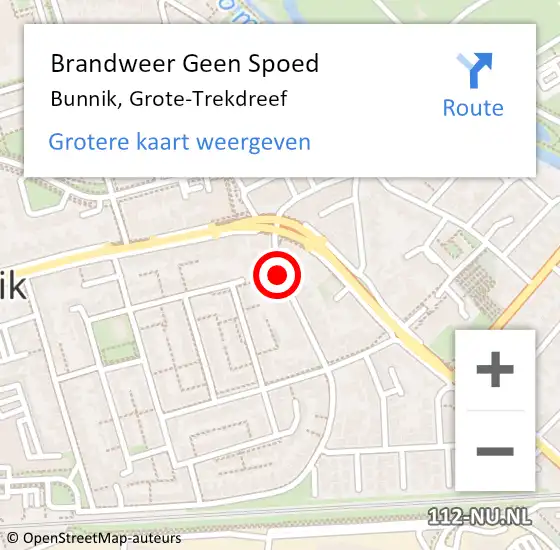 Locatie op kaart van de 112 melding: Brandweer Geen Spoed Naar Bunnik, Grote-Trekdreef op 11 november 2015 15:05