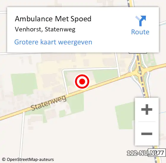 Locatie op kaart van de 112 melding: Ambulance Met Spoed Naar Venhorst, Statenweg op 11 november 2015 15:25