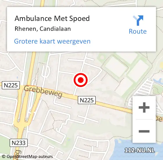 Locatie op kaart van de 112 melding: Ambulance Met Spoed Naar Rhenen, Candialaan op 11 november 2015 15:30