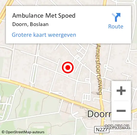 Locatie op kaart van de 112 melding: Ambulance Met Spoed Naar Doorn, Boslaan op 11 november 2015 15:48